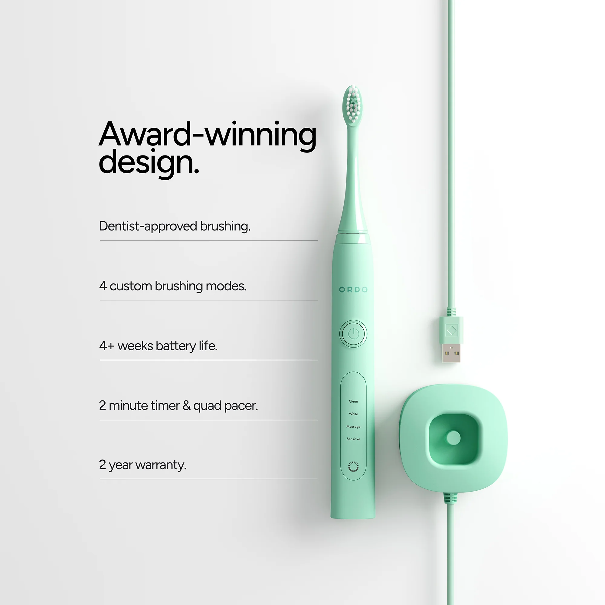 Ordo Sonic+ Toothbrush & Charging Travel Case - Mint Green - Image 5